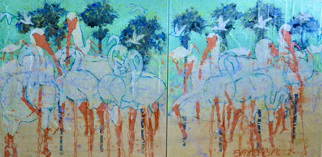 Ibises in Pines